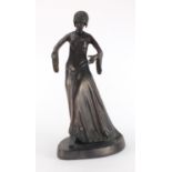 Patinated bronze figurine of an Art Deco female, 45cm high : For Further Condition Reports Please
