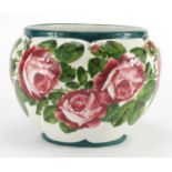 Wemyss Ware pottery planter retailed by T Goode & Co, hand painted in the Cabbage Rose pattern,