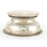 Victorian silver capstan inkwell, by Carrington & Co, London 1895, 10.5cm in diameter, approximate