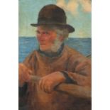 Portrait of a fisherman, oil on canvas, bearing an indistinct signature to the lower right,