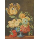 Still life flowers in a vase, 19th century watercolour, bearing an indistinct signature possibly