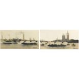 Anthony Robert Klitz - The Thames, pair of oil on canvases, framed, each 59.5cm x 29.5cm :For
