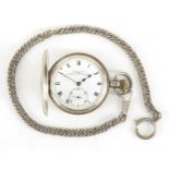 Gentleman's silver Kendal & Dent half hunter pocket watch, the case numbered 503500, 5cm in diameter
