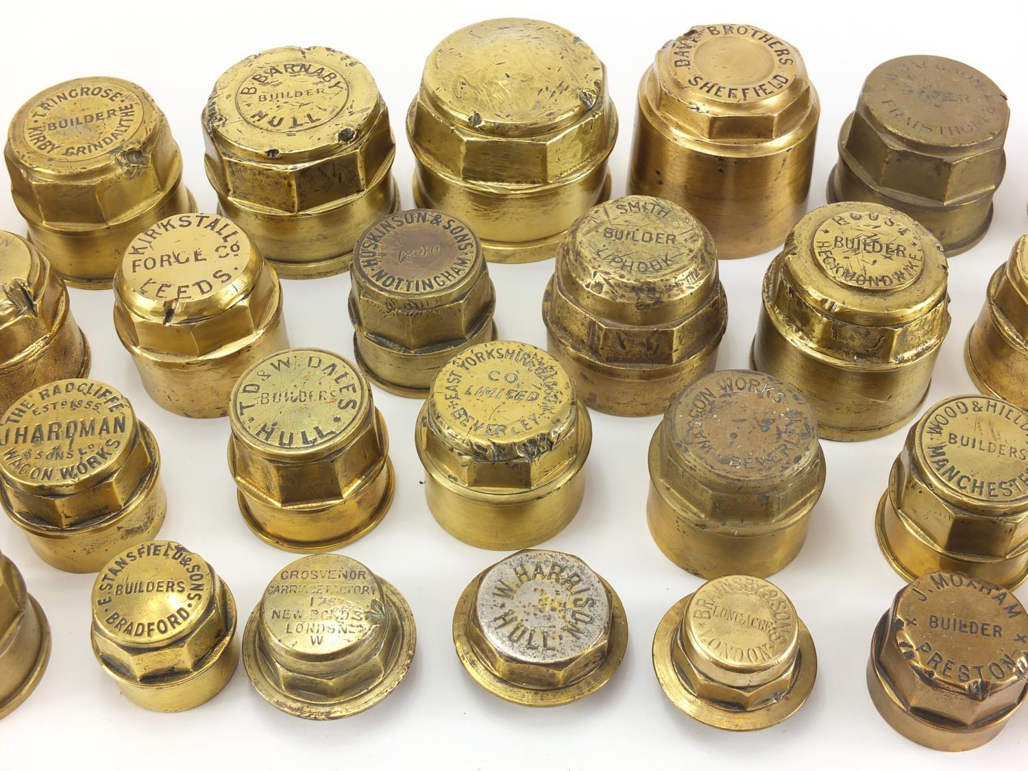19th century brass hub nuts including F Daines, B Barnaby, J Pullan and J Hardman & Sons, the - Image 3 of 4
