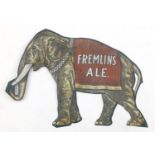 Vintage Fremlins Ale enamel advertising sign in the form of an elephant, 65cm in length :For Further