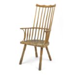Antique elm comb back chair, 95cm high : For Further Condition Reports Please Visit Our Website