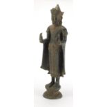 Middle Eastern Patinated bronze figure of a standing goddess, 50cm high :For Further Condition