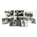 Vintage black and white stage photographs including Villa Rides, Blue, Shalako, 5 Card Stud, Cat