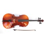 Czechoslovakian ¾ size cello with bow and protective case, the cello back 27.25 inches : For Further