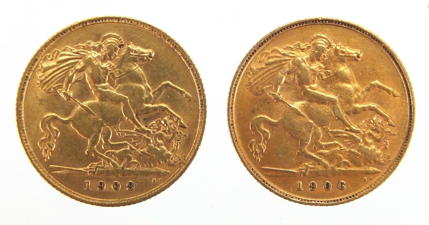 Two Edward VII gold half sovereigns, 1906 and 1909 :For Further Condition Reports Please Visit Our - Image 2 of 2
