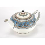 Wedgwood Florentine turquoise teapot, 11cm high : For Further Condition Reports Please Visit Our