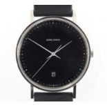 George Jensen Henning Coppel design stainless steel wristwatch, numbered 013669, 3.9cm in