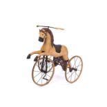 19th century French carved wood and painted horse Velocipede, 103cm high : For Further Condition