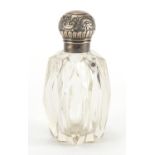 Victorian cut glass scent bottle with embossed silver lid, by John Grinsell & Sons London 1898, 14.