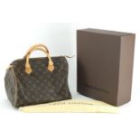 Louis Vuitton speedy handbag, with dust bag and box, impressed SP1112, 30cm wide : For Further
