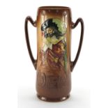 Royal Doulton Here's a Health Unto His Majesty Series Ware vase with twin handles by Charles Noke,