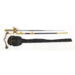 Victorian Military dress sword with scabbard and case by H Poole & Co Saville Row London, the gilt
