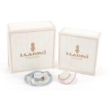 Two Lladro Caprichos bonnets with boxes, the largest 9cm in diameter : For Further Condition Reports