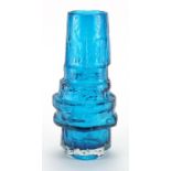 Whitefriars kingfisher blue hooped vase, designed by Geoffrey Baxter, 29cm high :For Further