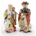 Two Chinese hand painted porcelain emperors, the largest 35.5cm high : For Further Condition Reports