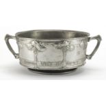 Arts & Crafts Liberty & Co Tudric pewter Woodbine Spices bowl with twin handles, designed by David