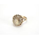 9ct gold smoky quartz ring, size O, approximate weight 3.5g : For Further Condition Reports Please