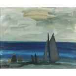 John Markey Robinson - Evening Tide, oil board, inscribed Solomon Gallery label verso, mounted and