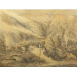 Grange, form the Borrowdale Road, watercolour and wash, inscribed label verso, mounted and framed,