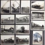 Vintage Railwayana black and white photographs, predominantly of locomotives and stations,
