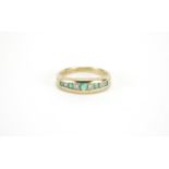 9ct gold green stone and diamond half eternity ring, size N, approximate weight 2.3g : For Further