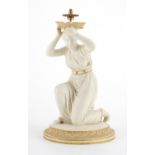 Victorian Parian centre piece in the form of a scantily dressed female, 28cm high :For Further