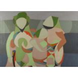 After Jean Hélion - Abstract composition, three figures, oil on canvas, unframed, 83cm x 60cm :For