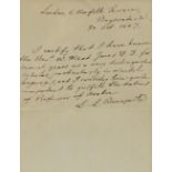Louis Bonaparte ink written letter, relating to a person known for several years, dated 30th October