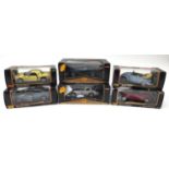 Six Maisto die cast vehicles with boxes, scale 1:18, including Special Edition Volkswagen