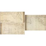 Three 19th century Nautical Charts comprising a Chart of the Coast of England and Scotland from