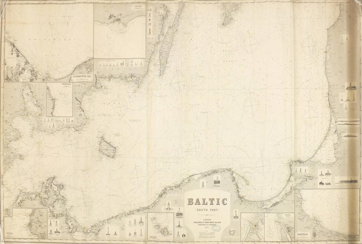 Three 19th century Nautical Charts comprising The North Sea drawn by J S Hobbs published by - Image 8 of 19