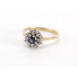 9ct gold sapphire and diamond ring, size L, approximate weight 2.0g : For Further Condition