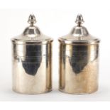 Pair of good quality French silver plated ice coolers, with acorn finials, each 26.5cm high : For