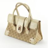 Gucci cream leather and monogrammed bag, 29cm wide : For Further Condition Reports Please Visit