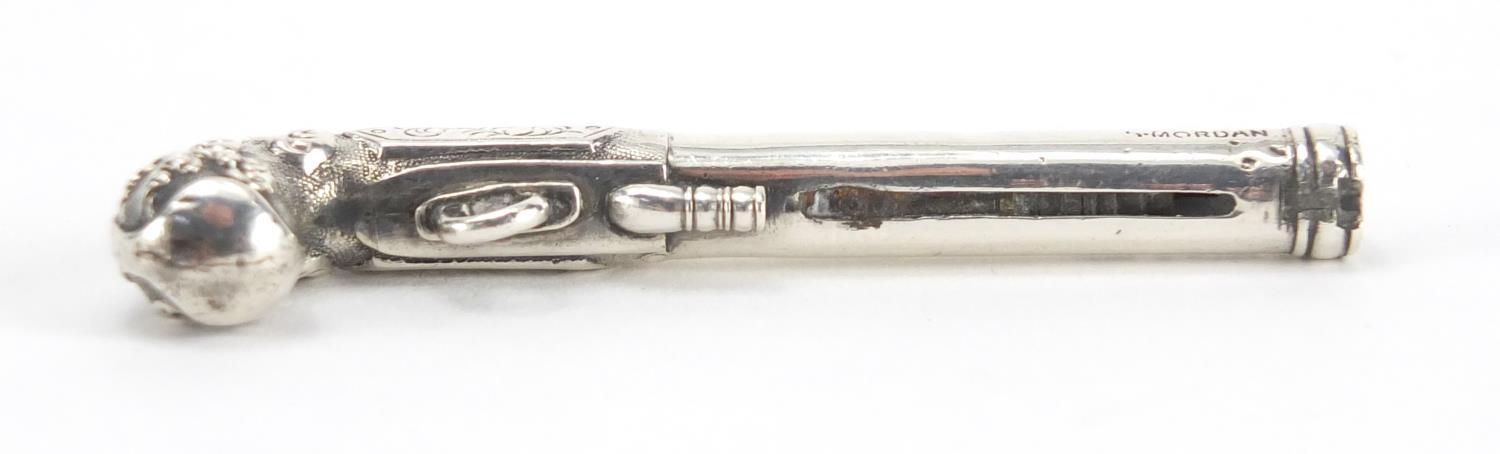 19th century S Mordan & Co unmarked silver propelling pencil in the form of a flintlock pistol - Image 5 of 5