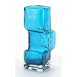 Whitefriars kingfisher blue drunken bricklayer vase, designed by Geoffrey Baxter, 21cm high :For