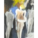 Portrait of three nude figures, gouache, bearing a signature Keith Vaughan, framed, 35cm x 26.