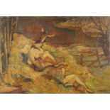 Florence St John Cadell - Two goats in a landscape, oil on canvas, framed, 68cm x 48cm :For