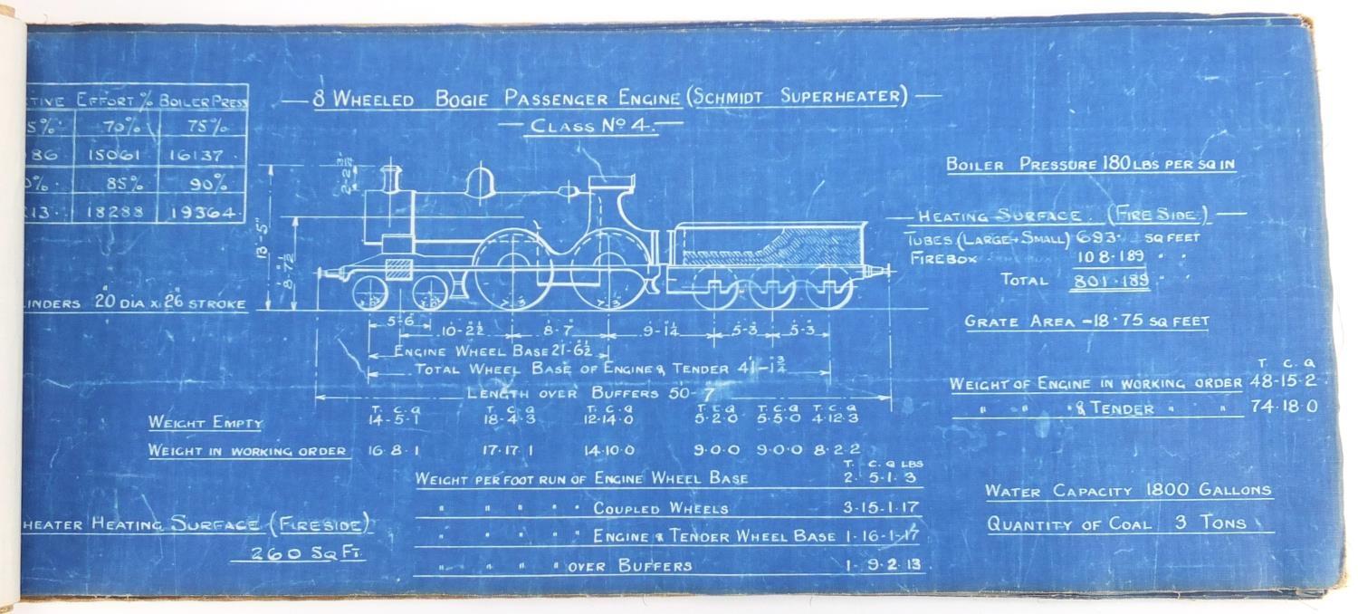 Early 20th century Railwayana interest linen book of engine diagrams including Ten Wheeled Bogie - Image 6 of 9