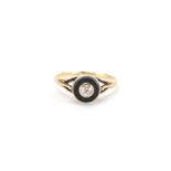 Unmarked gold black onyx and diamond solitaire ring, size H, approximate weight 1.6g :For Further