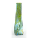 Art Nouveau iridescent glass vase by Loetz, with twisted square tapering body, 31cm high :For