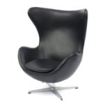 Arne Jacobsen design egg chair, 107cm high : For Further Condition Reports Please Visit Our Website