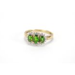 9ct gold green stone and diamond ring, size N, approximate weight 2.3g : For Further Condition