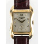 Gentleman's 10ct gold filled Longines wristwatch, with subsidiary dial, the movement numbered