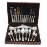 Cooper Ludlam mahogany six place canteen of Sheffield silver plated cutlery, 39cm wide : For Further